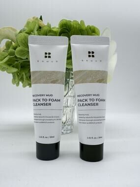 2 BRMUD Recovery Mud Pack To Foam Cleanser 1oz / 30ml Exp 06/27